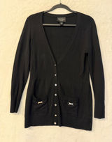 White House Black Market Cardigan Womens Small 100% Merino Wool Long V-Neck Photo 0