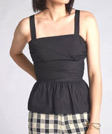 Mare Mare x Anthropologie Black Peplum Cami Top Womens XS Wrap Waist‎ Faded Y2K Photo 0