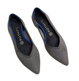 Rothys Pointed Toe Flats Birdseye Gray Black Knit Shoes Size 7.5 Womens Photo 0