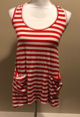 Ella Moss Red & White Striped Tank Top Photo 0