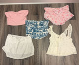 SHEIN Crop Tops Set - White, Cream, Pink, Blue Floral Photo 0