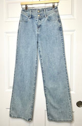 Princess Polly NWT Hasmyn Straight Leg Jeans Light Wash Blue High Rise Size 4 Photo 0
