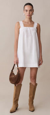 NWT Few Moda Beverly Cotton Dress size Small S White lace trim mini Kourt Photo 0