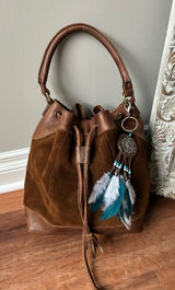 Anabaglish suede leather bucket bag with dreamcatcher charm Photo 0