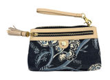 Spartina 449 Wristlet Womens OS Blue Floral Linen Leather Tassel Daufuskie * Photo 0