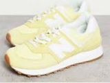 New Balance 574 Fall Suede Sneakers in Lemon Haze Sz 9.5 Grunge Indie Sleaze Photo 0