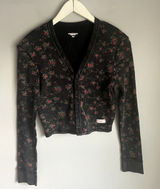 Alexander Wang Y2K Waffle Shirt Whimsigoth Rose Floral Punk Grunge Medium Black Photo 0