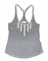 Hollister Womens Y2K Grey Lace Trim Racerback Tank Size M Heathered Cotton Photo 0