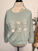 Pact Organic Cotton Herb Seed‎ Packet Graphic Sweatshirt Sage Green Womens L Photo 0