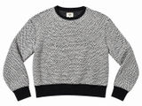 Marine Layer Sweater Xs Black White Birdseye Textured Crew Neck Cotton Blend Photo 0