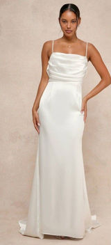 Lulus Lovely Endearment White Satin Sleeveless Backless Maxi Dress XS Bridal Photo 0