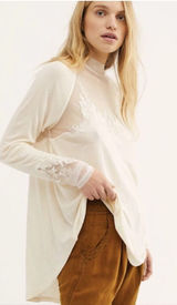 Free People Saheli Embroidered Long Sleeve Tunic Top Women's XS‎ Cream Boho Chic Photo 0
