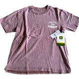 John Deere Graphic T-Shirt Womens XS Brown Mauve Farmcore Cotton Crew Neck Tee Photo 0