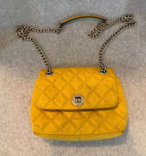 Kate Spade Yellow Quilted Leather Shoulder Bag Flap Chain Strap Crossbody Small Photo 0