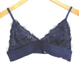 Aerie Navy Blue Floral Lace‎ Triangle Bralette Smocked Band Women's Small Sexy Photo 0