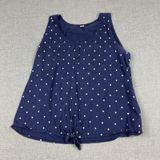 Old Navy Tank Top Womens XXL Blue Scoop Neck Sleeveless Polka Dot Tie Front Photo 0