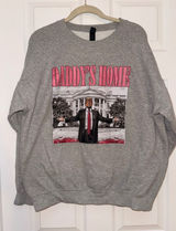 Donald Trump Daddys Home Graphic Sweatshirt Gray Gildan Heavy Blend Large Photo 0