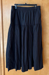 Abercrombie & Fitch Maxi Skirt Womens Large Black Tiered Cotton Blend Pockets Photo 0