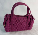Vera Bradley Plum Purple Quilted Microfiber Handbag Satchel Tote Gold Hardware Photo 0