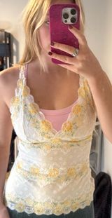 Y2K Lace Tank Top Yellow Size M Photo 0