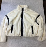 JoyLab Womens Faux Fur Full Zip Jacket XL Jet Stream White‎ Black Trim E744PW Photo 0