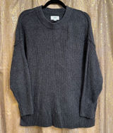 Aerie Dark Gray Oversized Ribbed Knit Drop Shoulder‎ Crewneck Sweater XS Photo 0