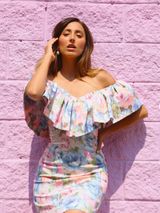 & Other Stories Floral Print Ruffle Dress Cotton Pastel Floral Dress Spring US 6 Photo 0