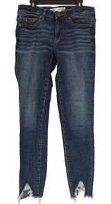 BKE Payton‎ Universal Fit Mid-Rise Ankle Skinny Jeans Dark Wash Chewed Hem 25 Photo 0