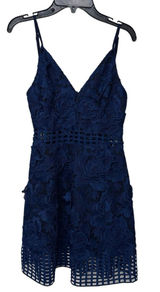 LOVERS + FRIENDS‎ Maren Navy Lace Ruffle Mini Dress Womens Size Extra Small XS Photo 0