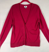Old Navy V Neck Cardigan Women L Fuchsia Long Sleeve 100%‎ Cotton Button Up Photo 0