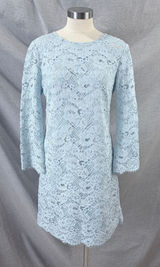 Shoshanna‎ Rae Baby Blue Lace Shift Midi Dress 3/4 Sleeve Size 6 Photo 0