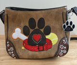 Dog Paw Print Handbag Crossbody Purse Shoulder Bag Western Style Pet Animal Photo 0