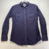 Ariat Shirt Womens M Fitted Snaps Western Purple white trim Cross accent - flaw Photo 0