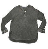 Dokotoo Green Textured Long Sleeve Button Henley Top Casual Loose Fit size mediu Photo 0
