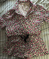 Victoria's Secret Pink and Black Leopard Heart Print Pajama Set Photo 0