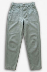 A New Day Womens High Rise Utility Pants Sage Green Tapered Ankle Chino Size 0 Photo 0