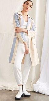 New Belted Trench Coat In Color Khaki / Blue Photo 0