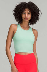 Lululemon Ebb to Street Cropped Ribbed Tank Top Mint Green Athleisure Size 12 Photo 0