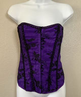 Bonitas Purple Dark‎ Feminine Whimsigoth Lace Gothic Emo Scene Lace Up Corset L Photo 0