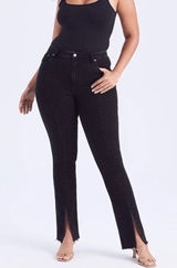 Abercrombie & Fitch Curve Love Skinny High Rise Seam Raw Split Hem Black 31‎ 12R Photo 0