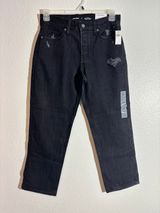 Old Navy NWT Women Size 4 High-Rise Slouchy Straight Black Distressed Crop Jeans Photo 0