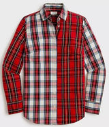 J Crew Top Womens XS‎ Red White Signature Fit Cotton Mixed Tartan Plaid BM033 Photo 0