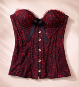 Savage X Fenty Black Red Lace Corset Bustier Top Lace-Up Back Size M Photo 0