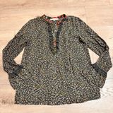 LOFT Ann Taylor Floral Print Ruffle Blouse Long Sleeve Casual Top Black Small‎ S Photo 0