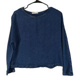 Mango Blue Long Sleeve Crew Neck Casual Denim Shirt Women Sz S Photo 0