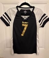Majestic Pittsburgh Steelers Lace-Up Jersey Black, White & Gold Roethlisberger Photo 0