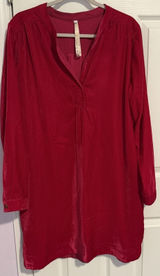 Uncle Frank Velvet Shift Dress Bright Red Holiday Party Pockets Knee Length LG Photo 0
