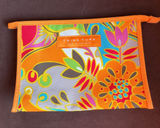 Trina Turk Orange Multicolor Floral Cosmetic Pouch Photo 0