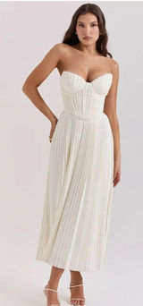 HOUSE OF CB 'Amorata' Ivory Pleated Maxi Dress Photo 0