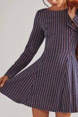 Anthropologie Jacquard A-Line Sweater Knit Mini Dress Navy Orange Size S Photo 0
